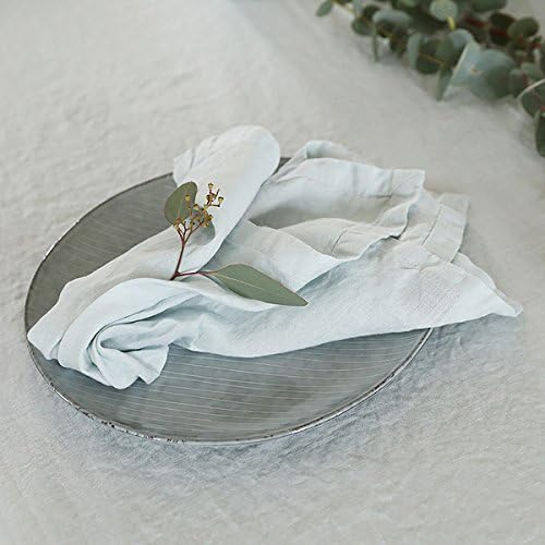 Linenme Servietten, eisblau, Stonewashed-Optik, 53 cm x 53 cm, 4 Stück 53x53x0.5 cm, 53 x 53 cm (4er