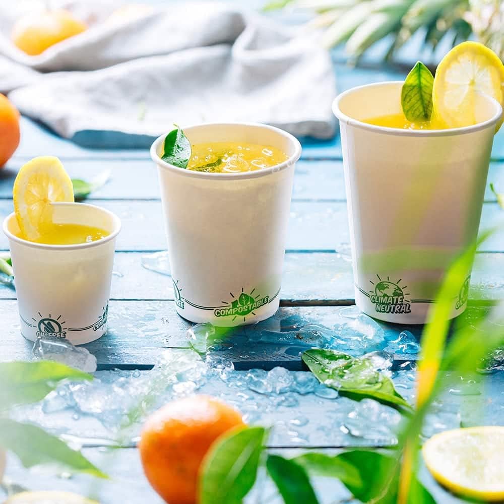 BIOZOYG Recycelbare Pappbecher Kaffee weiss mit EcoUp© Icon I 250 Coffee To go Einwegbecher biologis