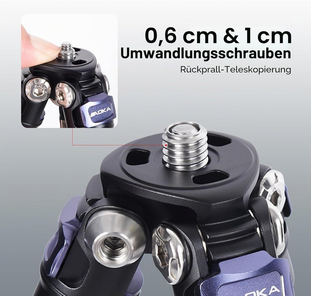 AOKA Leichtes, kompaktes Kohlefaser-Stativ mit 360°-Kugelkopf, Reise-Mini-Stativ für Handy und kompa
