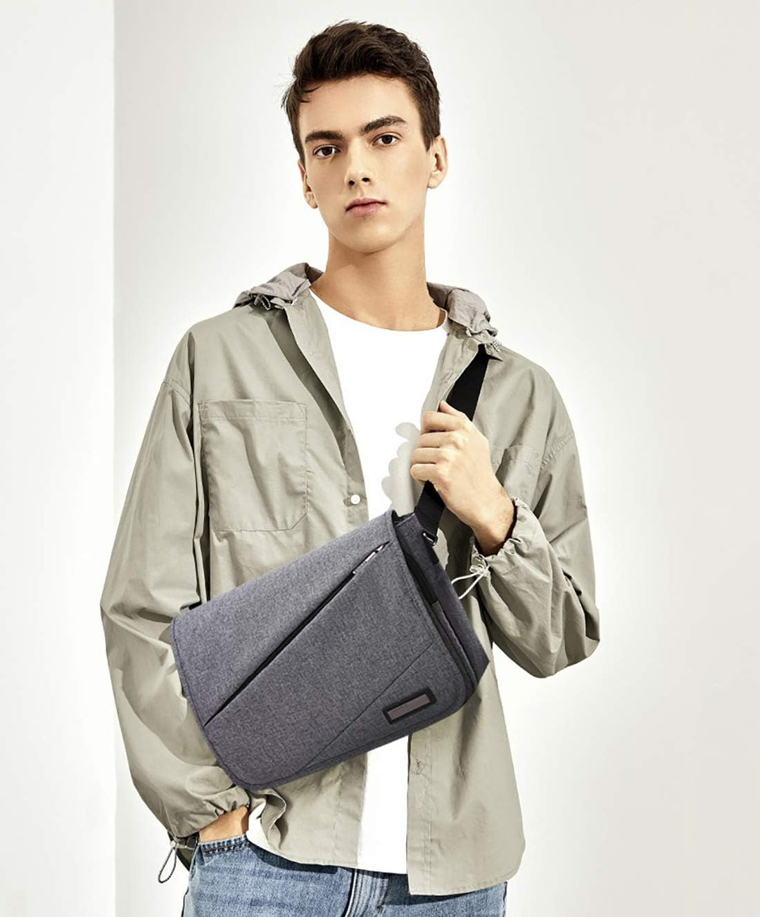 FANDARE Messenger Bag Umhängetasche Schultertasche Tasche Kuriertasche Polyester Grau, Grau