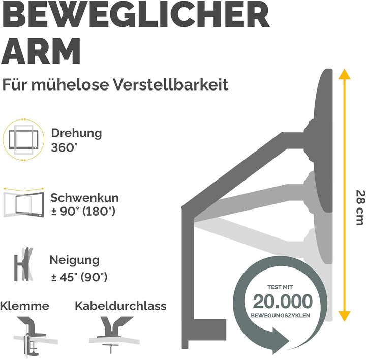 Fellowes Monitor Halterung für 1 Bildschirm bis 32 Zoll (81,28 cm) - Platinum Series Monitor Arm mit