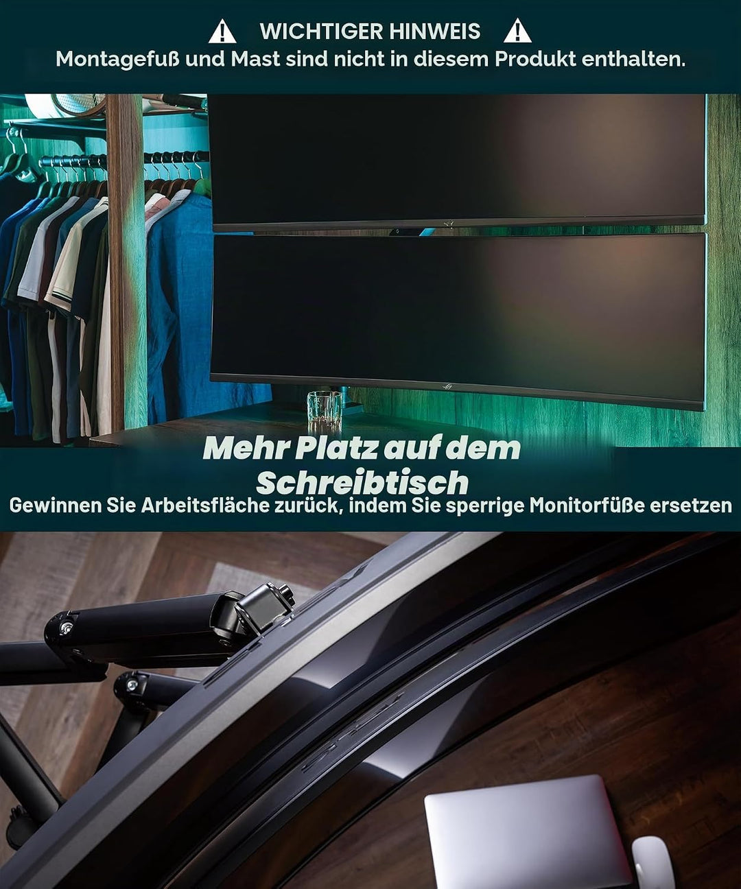 Robuster Verlängerungsarm [nur Zubehör – benötigt MA20P-S Einzelmonitorarm für den Einsatz] Dual 49"