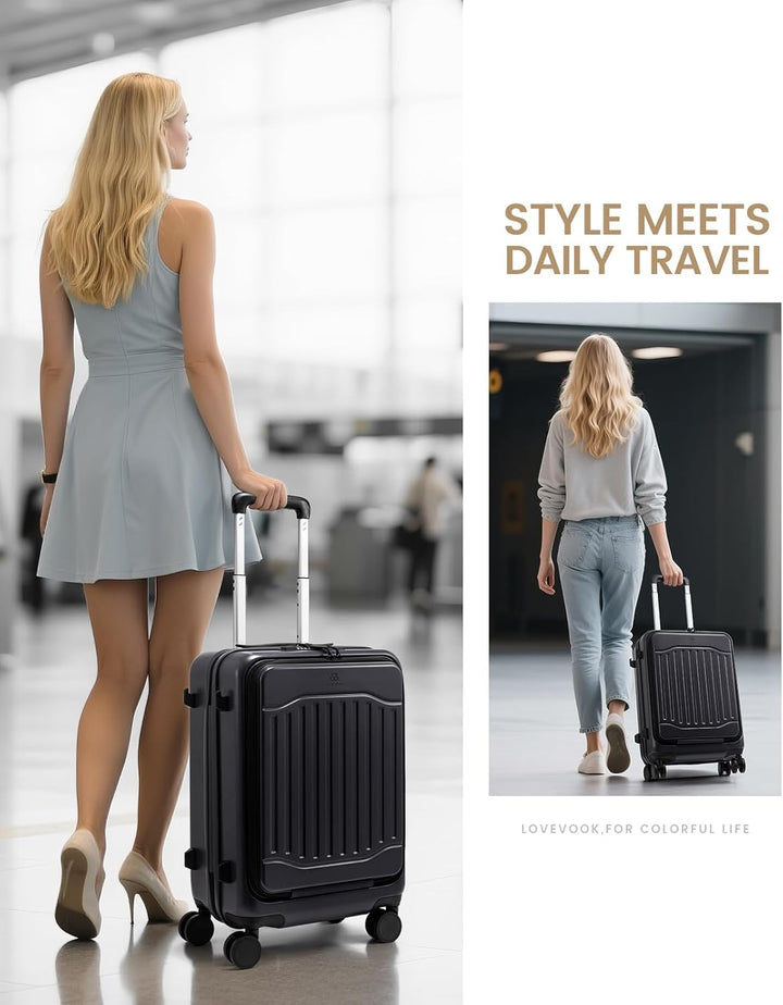 LOVEVOOK Handgepäck Koffer mit TSA, 100% PC Rollkoffer Reisekoffer Hartschalen, Klein Cabin Suitcase