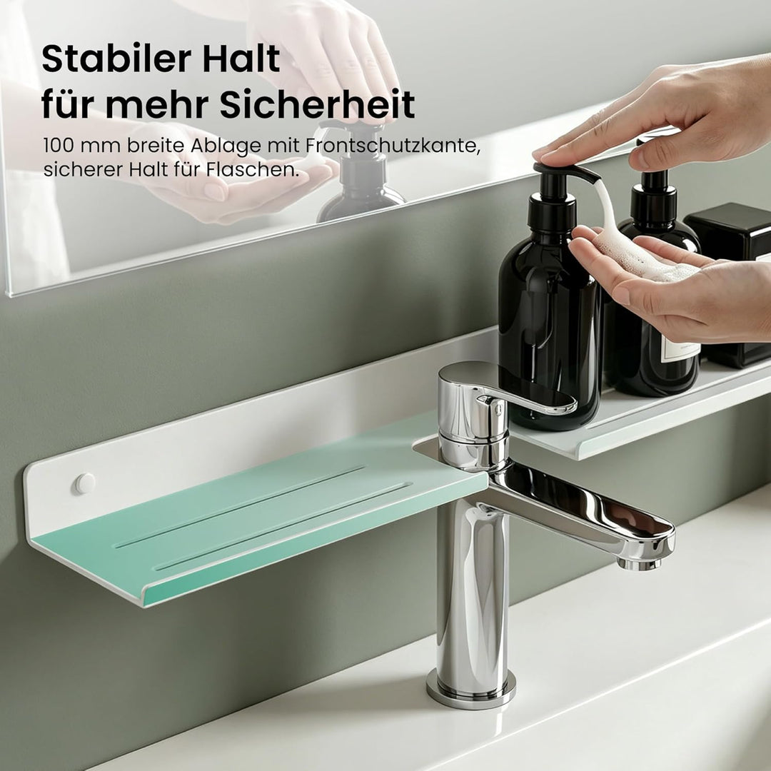 Mai & Mai Duschregal zum Bohren oder Kleben, Waschbeckenregal über Wasserhahn, Wandregal für Küche u