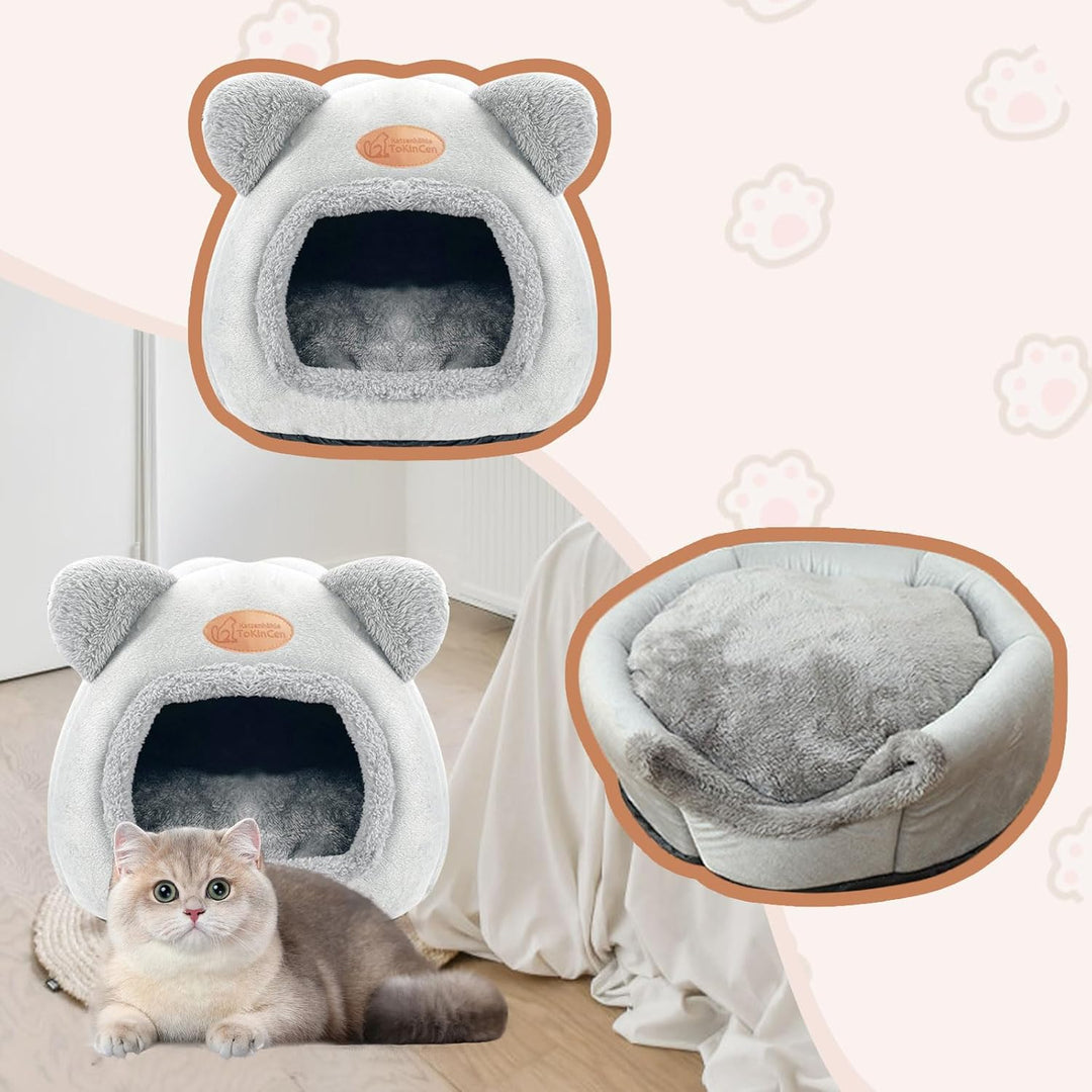 Katzenhöhle Katzenbett Waschbares Katzenhaus Haustierbett Weiches Komfort Zelt Katzenstreu Bett Warm