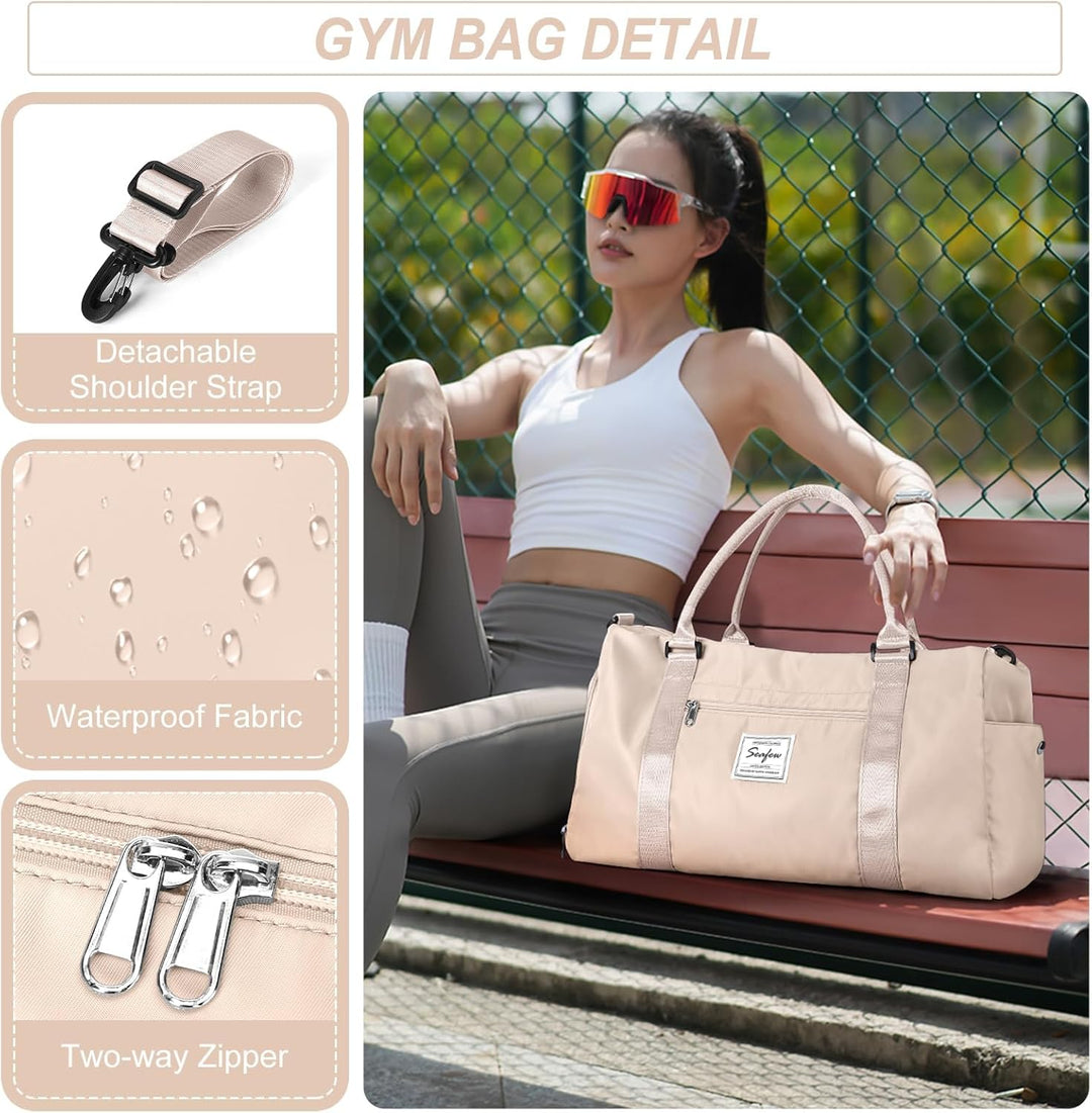 Sport Duffel Bag Damen,Handgepäck 45x36x20 für Ryanair Cabin Sporttasche mit Nassfach & Schuhfach Re