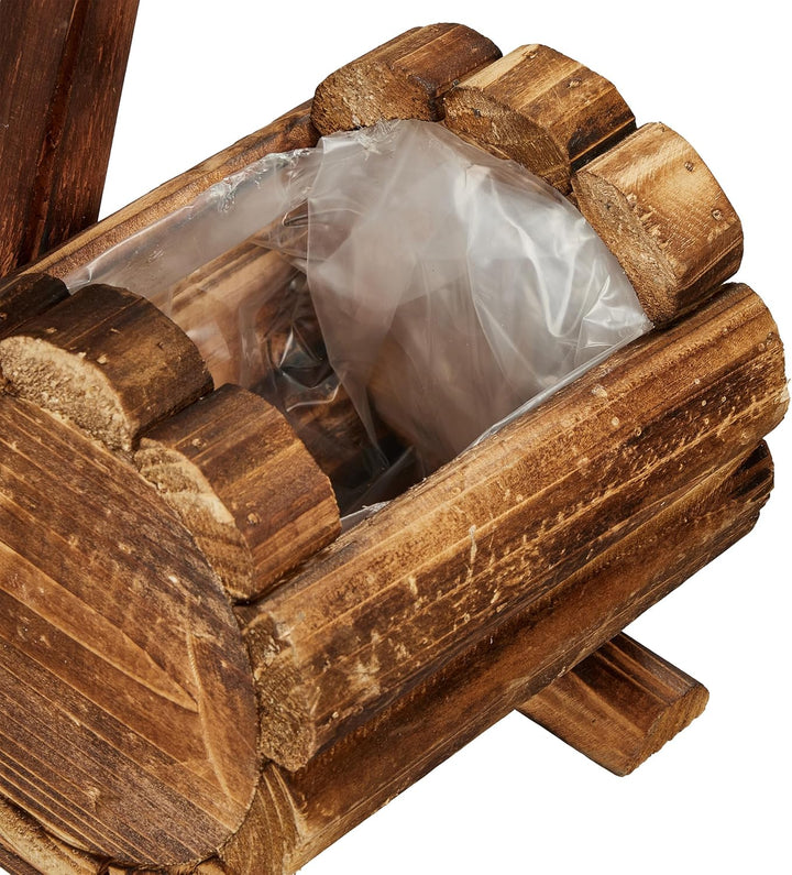 Relaxdays Deko Vogelhaus mit Blumentopf, Tannenholz, rustikales Design, HxBxT: 41 x 15 x 15 cm, Deko