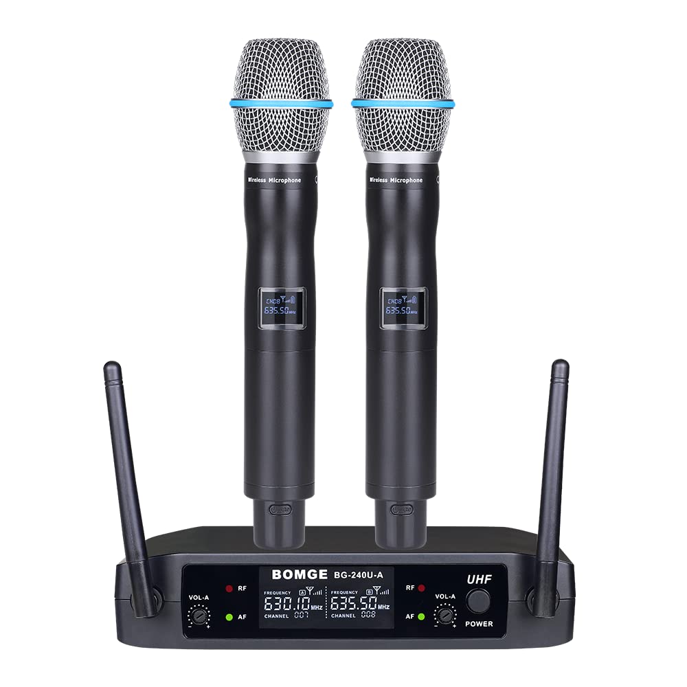 BOMGE UHF Metall Dual Handheld Wireless Mikrofone & Systeme für Karaoke, Gesang, Meeting, Party, Kir