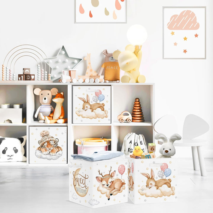 Clastyle 3 Stück Traumtier Aufbewahrungsbox Stoff für Kallax Faltbar Aufbewahrungskorb Klein Schrank