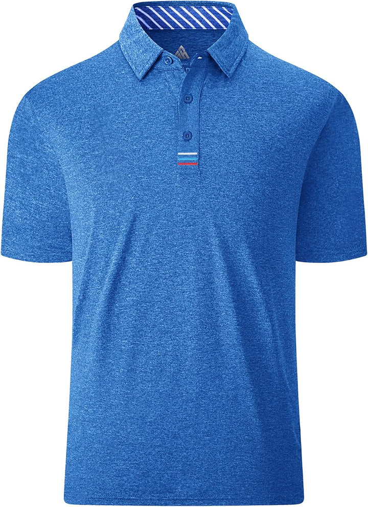 JACKETOWN Poloshirt Herren Kurzarm Einfarbig Golf Polo Shirts Männer Knopfleiste Stickerei Streifen