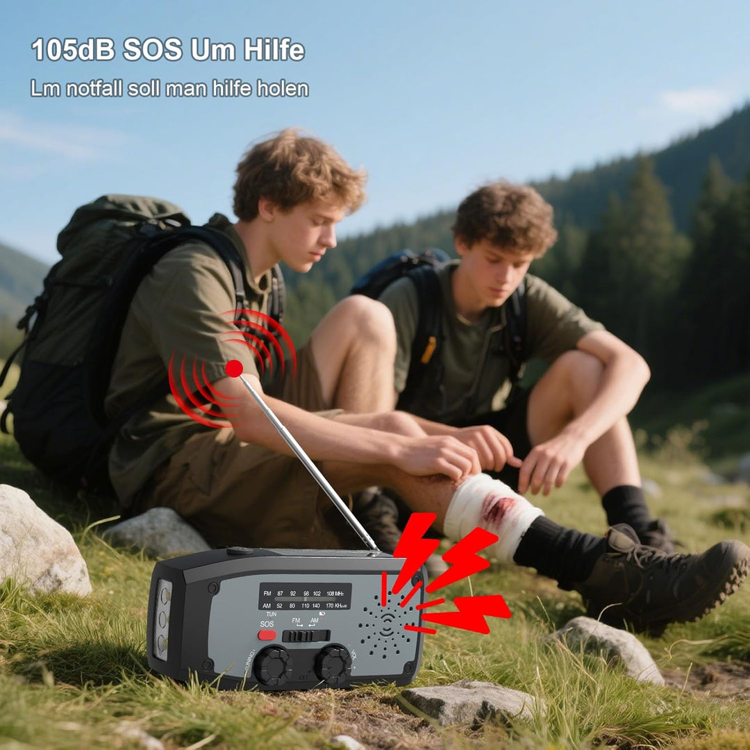 Kurbelradio, Notfall Weltempfänger Testsieger LED-Taschenlampe, SOS-Alarm,AM/FM Wetter Wind Up Solar