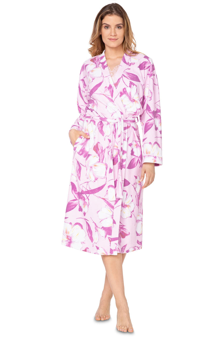 e.Femme® Morgenmantel LOTTA 1657 aus Frottee 48 Rosa/Blumen, 48 Rosa/Blumen