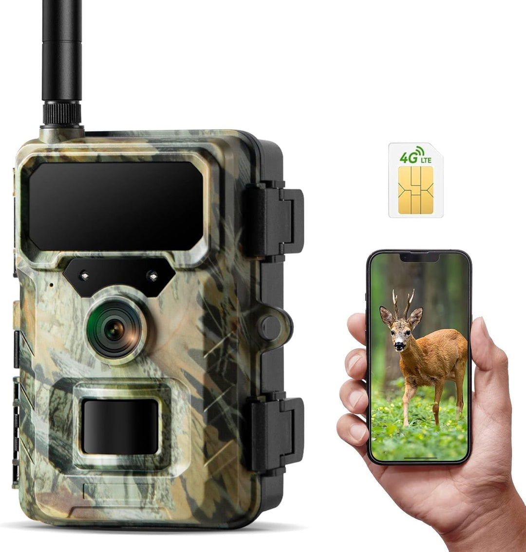 VOOPEAK 4G Wildkamera mit Handyübertragung APP, 1080P 32MP Wildtierkamera mit Nachtsicht Bewegungsme