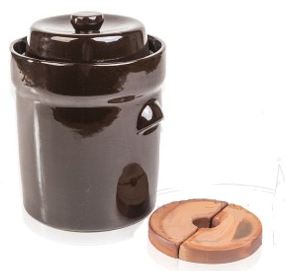 Gärtöpfe braun glasiert incl. Deckel + Beschwersteine 5 Liter