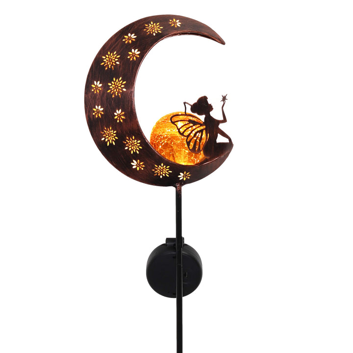 TERESA'S COLLECTIONS Solarlampen für Aussen,Gartendeko für draussen Gross Metall Mond Solarleuchte G