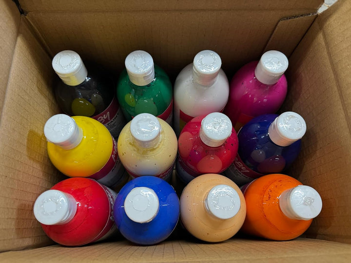 Acrylfarben Set 12 x 500ml – Leuchtende, deckende Künstlerfarben für Leinwand, Papier, Holz, Stein &