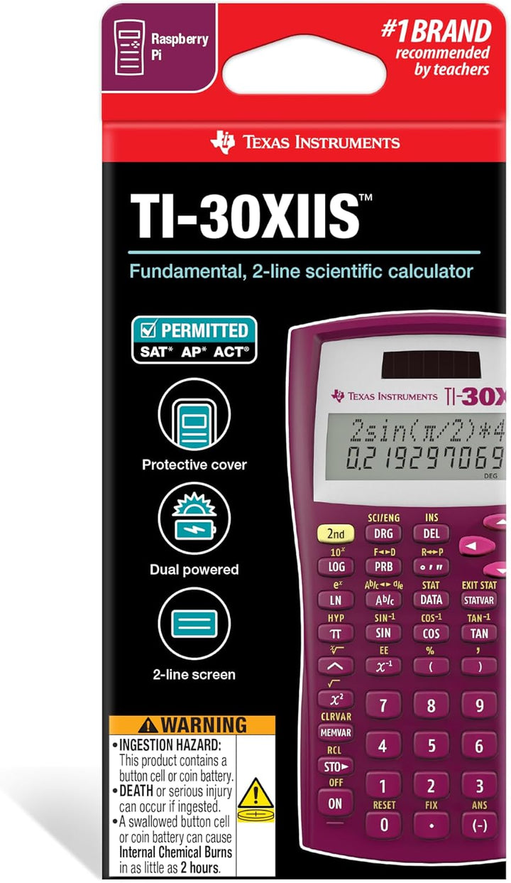 Texas Instruments TI-30X IIS 2-Line Scientific Calculator, Rasberry by Texas Instruments Raspberry S