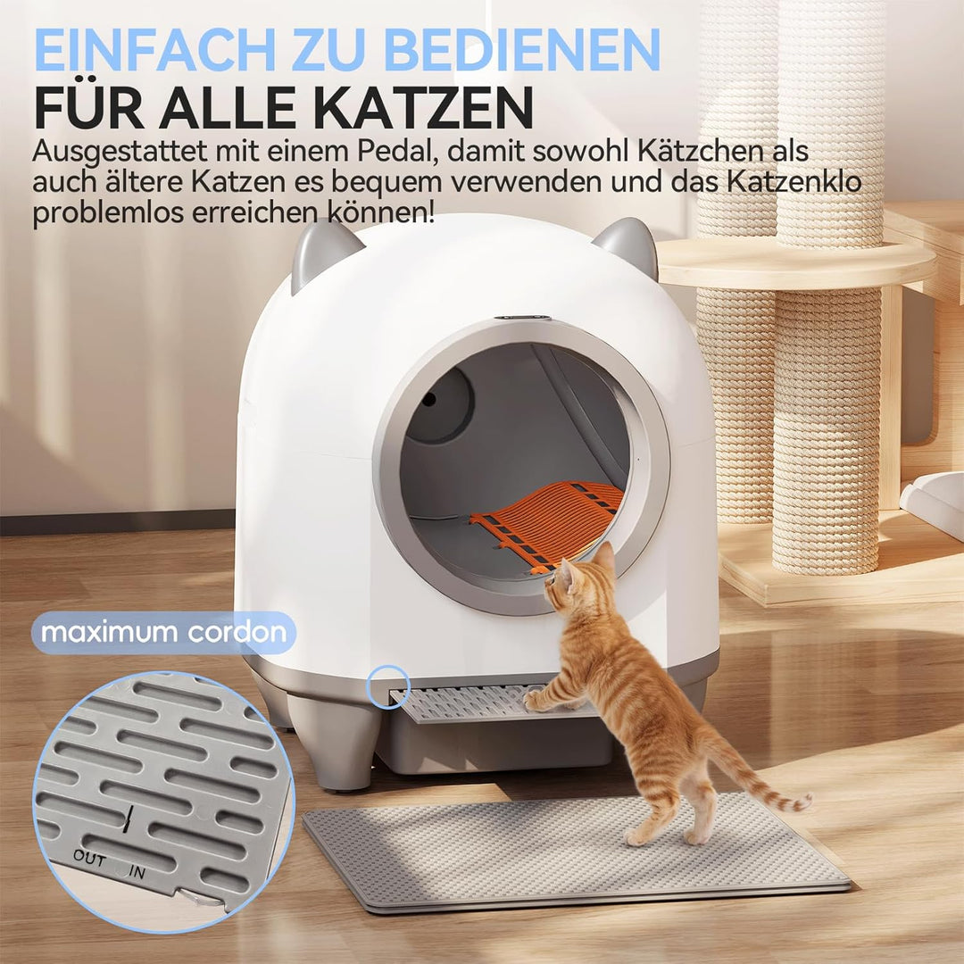 TRIUMPHKEY katzenklo Selbstreinigend, Automatische Katzentoilette 90L Grosse Fassungsvermögen mit AP