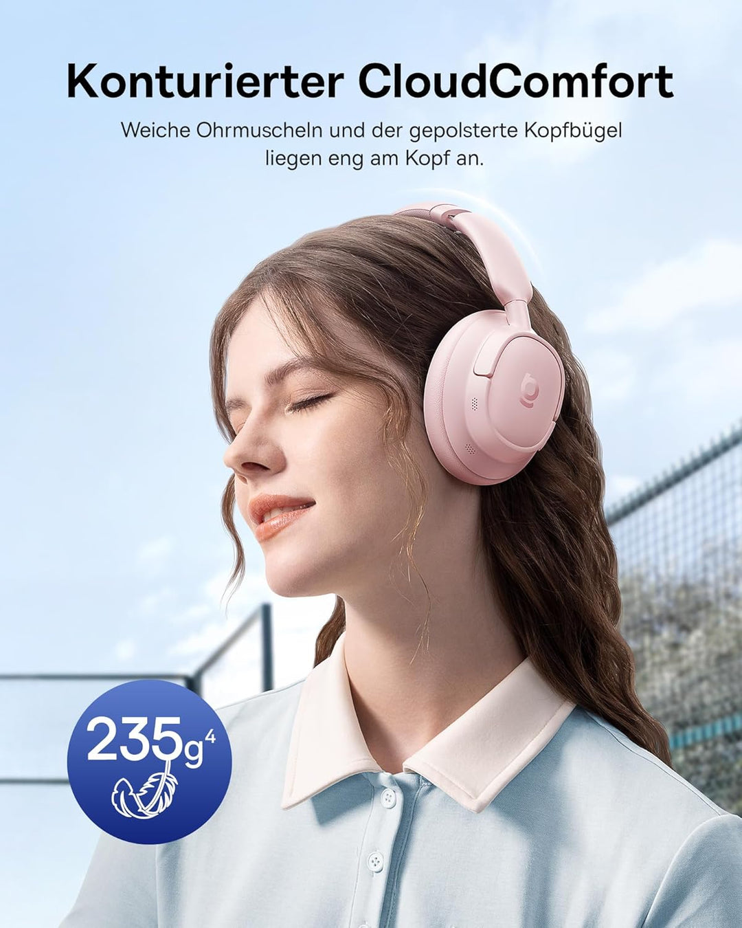 Baseus EH10 NC Bluetooth Kopfhörer mit -45dB Hybrid Active Geräuschisolierung, Over-Ear Kopfhörer mi