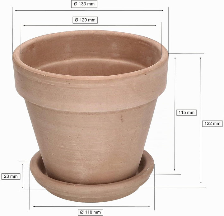 KOTARBAU® Blumentopf Übertopf aus Terrakotta Mokka ⌀ 13 cm für Innenräume und Gärten Mokka 13 Cm, Mo
