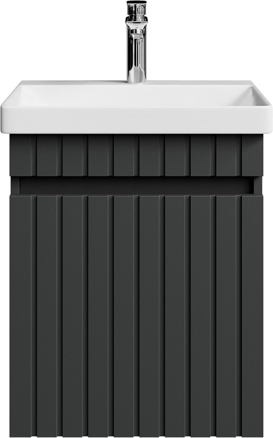 Planetmöbel Cosmia Badmöbel Set Waschbecken mit Unterschrank 50 x 60 x 35 cm Anthrazit, Armatur Bade