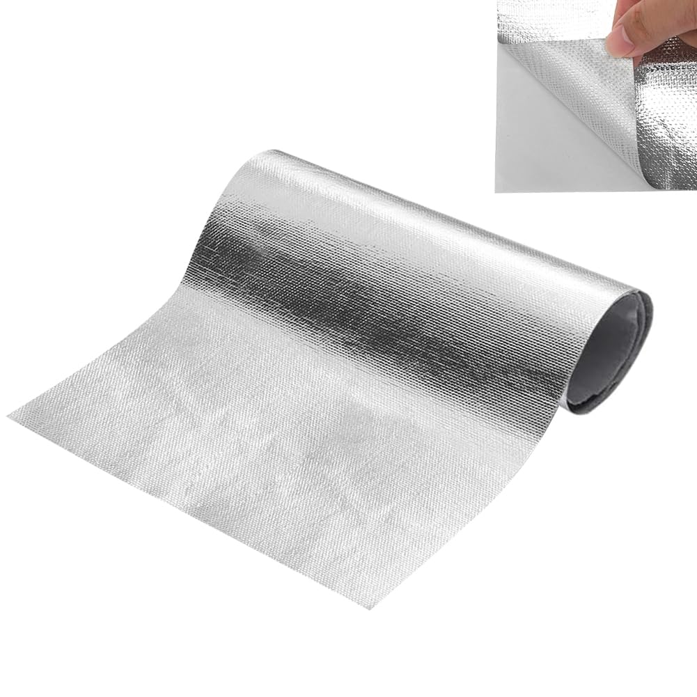 Aluminisierte Hitzeschutz 60x380cm Hitzeschutzmatte Selbstklebend Rückseite, Kleberücken Aluminium G