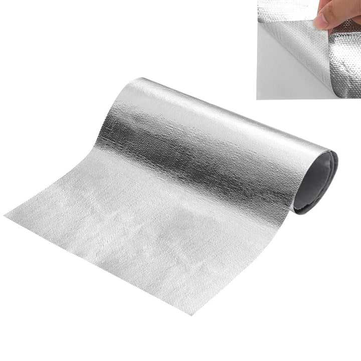 Aluminisierte Hitzeschutz 60x380cm Hitzeschutzmatte Selbstklebend Rückseite, Kleberücken Aluminium G