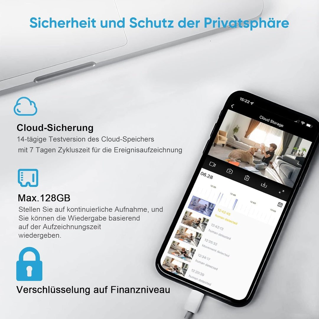 owltron Überwachungskamera, Babyphone mit Kamera,2K Kamera Überwachung innen,Hundekamera mit Bewegun