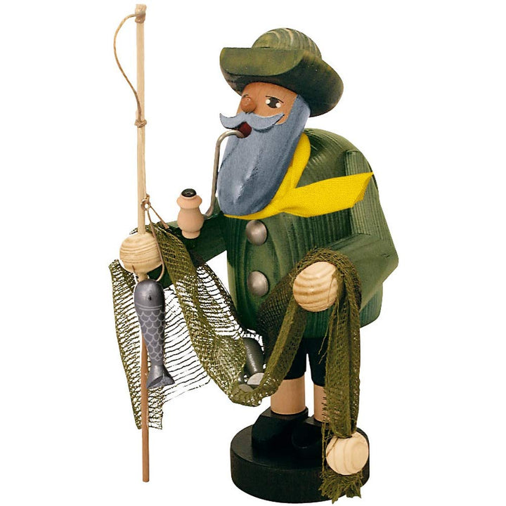 KWO Olbernhau Räuchermann Fischer, Holz, Mehrfarbig, 18 cm