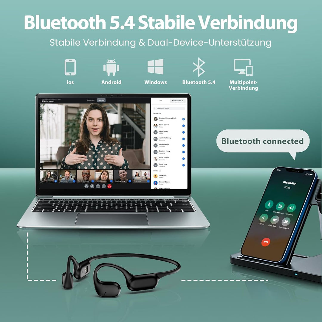 HIFI WALKER Open-Ear Kopfhörer mit MP3 32GB, Bluetooth 5.4 Sport Kopfhörer mit Luftleitung, Leicht K