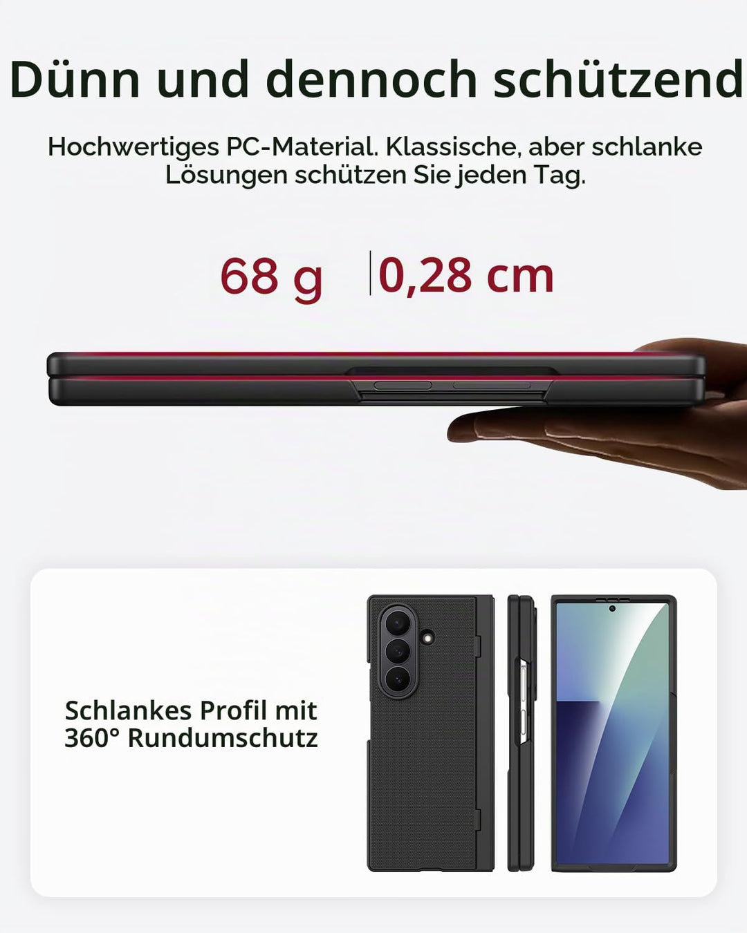 Miimall Handyhülle Kompatibel Samsung Galaxy Z Fold 7 mit Hülle mit Displayschutz Privatsphäre, Ultr