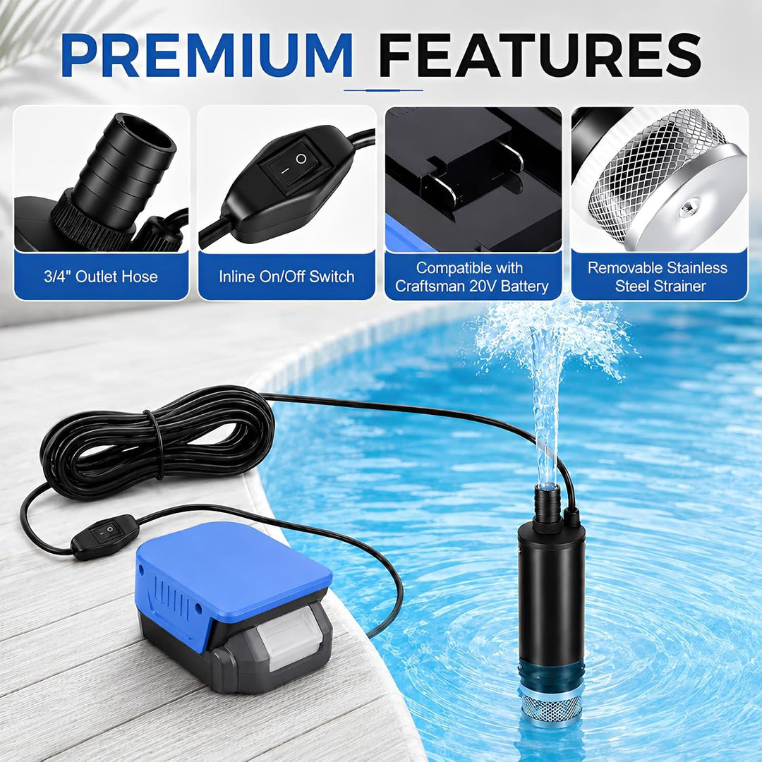 Akku Wasserpumpe für Bosch 18V System GBA Akku 30L/min Tragbare | Wasserpumpe & Sumpfpumpe Wasserpum