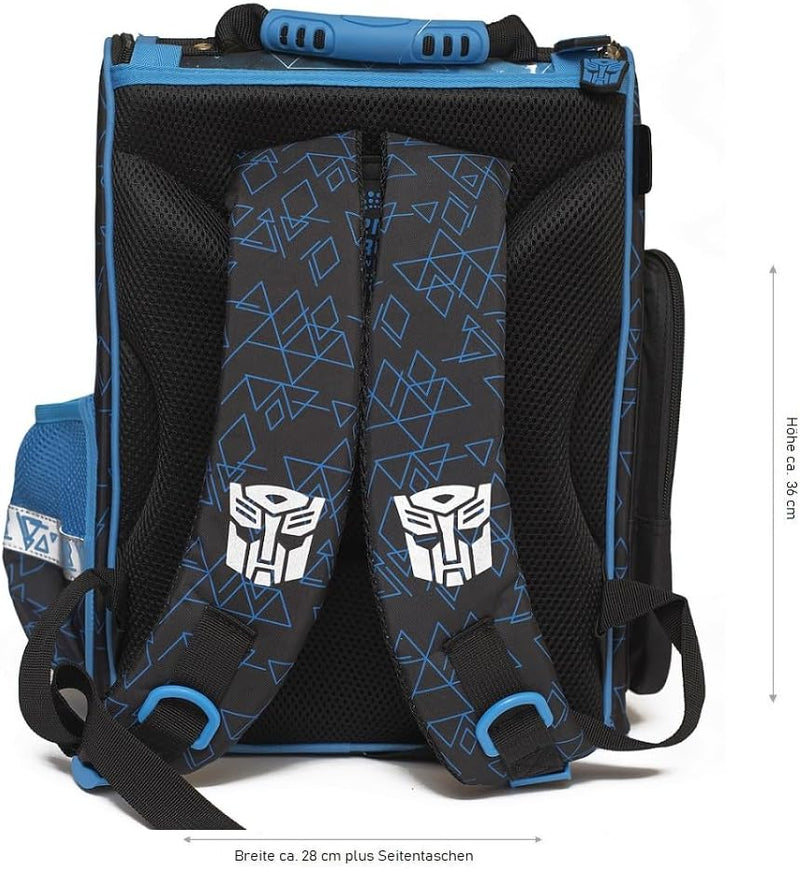 Familando Transformers Schulranzen-Set 8-tlg. | Ranzen 1. Klasse | Schultasche mit Sporttasche | Bla