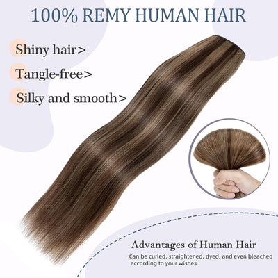 Haarteile Echthaar Extensions Clip in 1 Tresse 5 Clips Dick Haarteil Weich Haarverlängerung 100% Rem