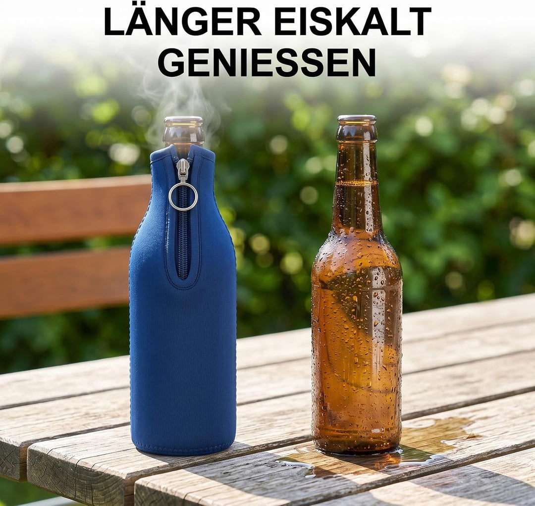 Yosuagr 6er 500ml Verdickter Flaschenkühler Bierkühler mit Reissverschluss | Neopren Bierflaschenküh