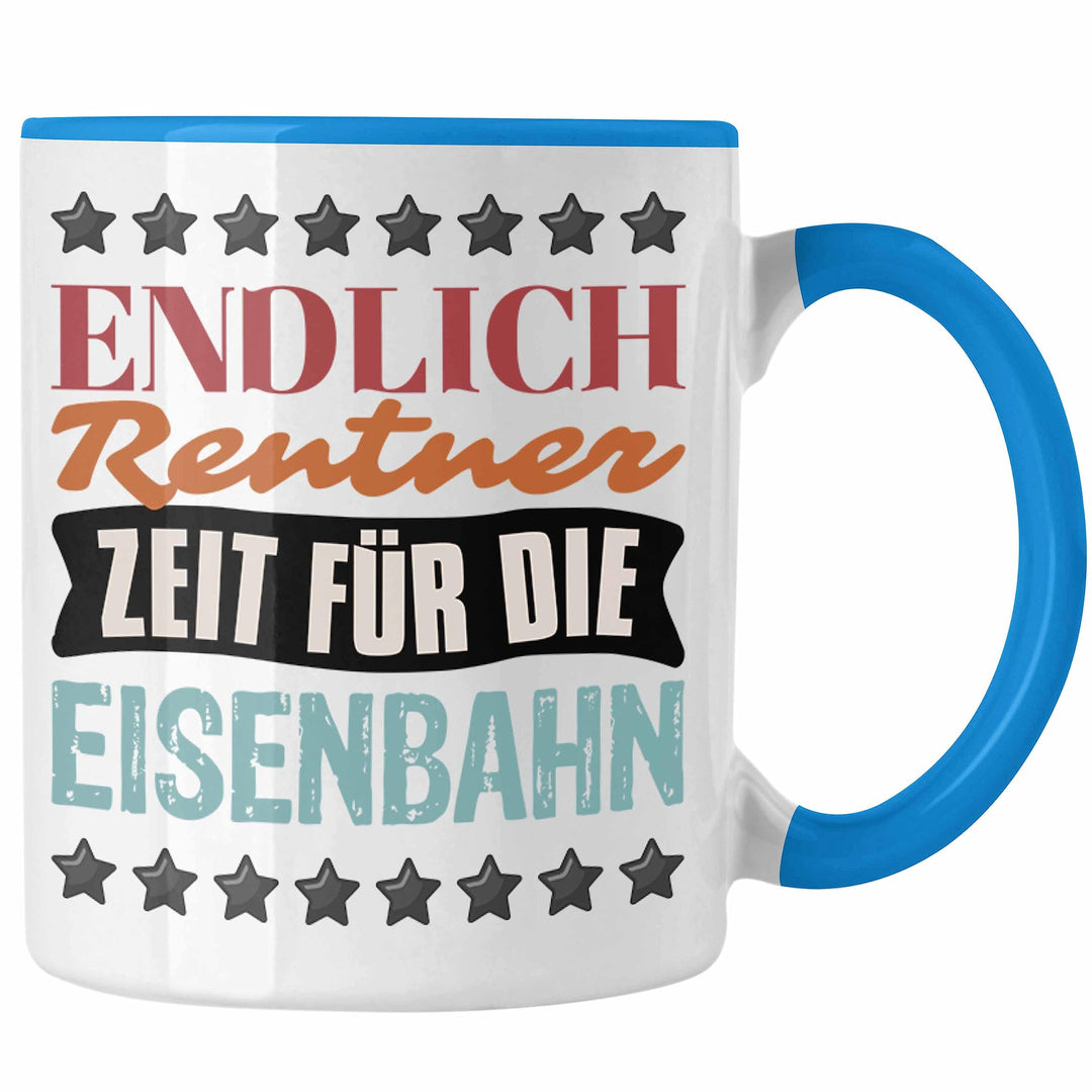 Trendation - Eisenbahner Tasse Geschenk für Modelleisenbahn-Fans Geschenkidee Endlich Rente Zeit für