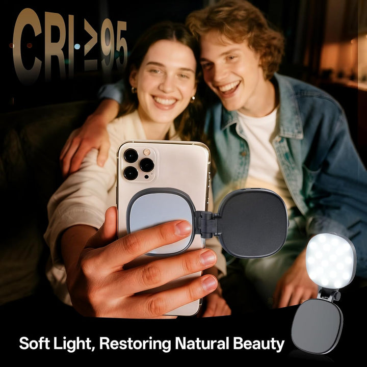 Magnetisches Selfie Licht Handy, Handylicht mit 3 Farbtemperaturen 2900k-6500k, 360° LED Ringlicht H