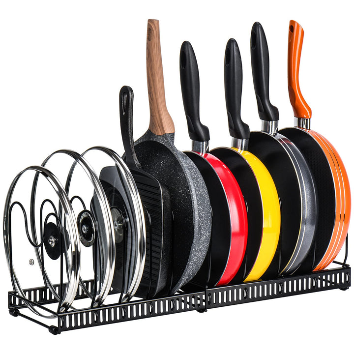 Toplife Pfannenhalter für schublade, erweiterbarer Pfannen Organizer, Deckelhalter mit 10 verstellba