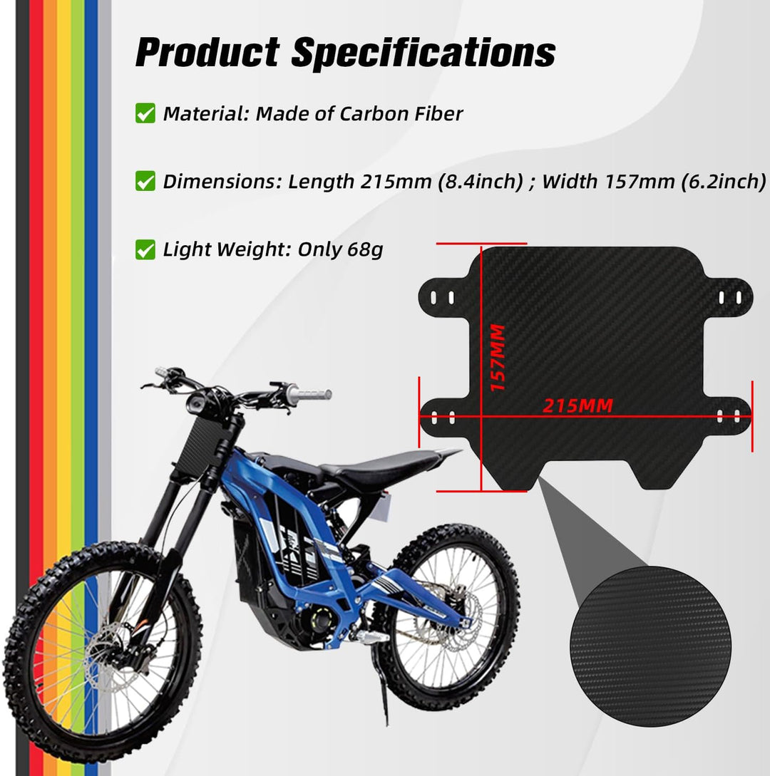 JFG RACING Kennzeichenhalter Sur Ron,Motorrad Nummernschild Kennzeichenrahmen Carbon Frontnummernsch