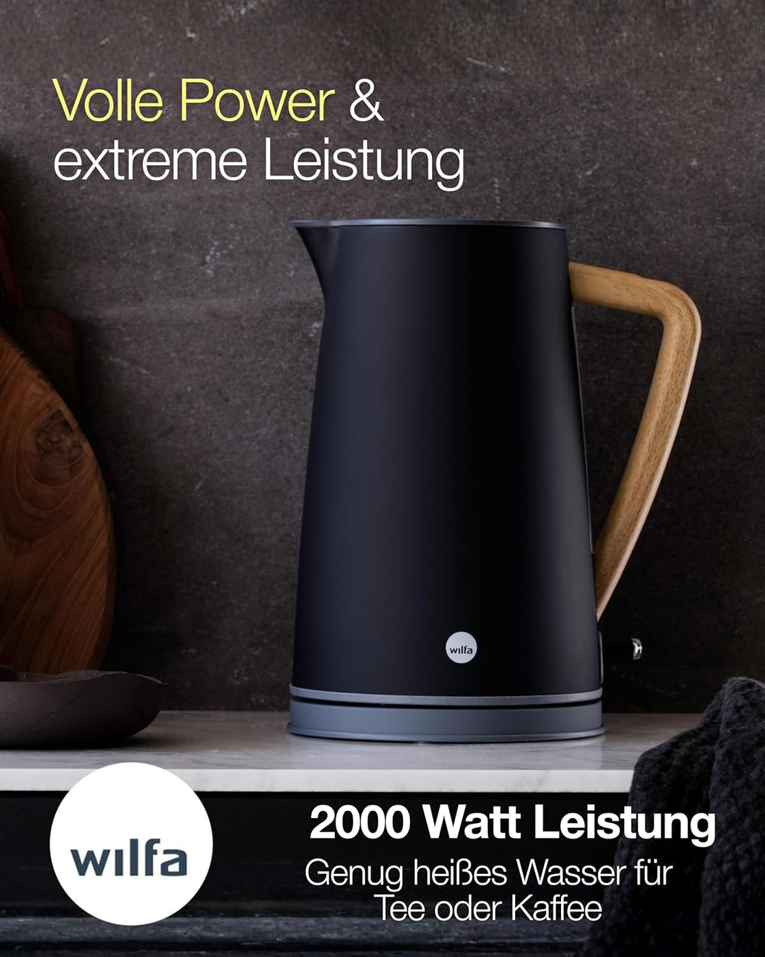 Wilfa SPRING Wasserkocher - mit einem Fassungsvermögen von 1,7 Liter, 2000 Watt, aussenliegende Wass