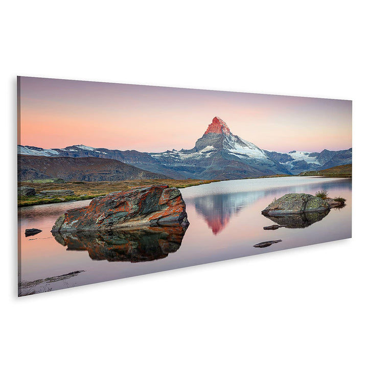 islandburner Bild auf Leinwand Matterhorn Schweizer Alpen Landschaft Bilder Wandbilder Poster 120L x