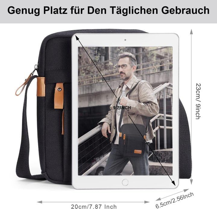 ESTARER Umhängetasche Herren Klein, 9,7 Zoll Schultertasche Herren, Herrentasche zum Umhängen für Sc