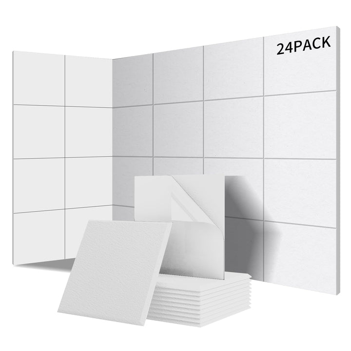 24 Stück Quadratische Akustikplatten selbstklebend,Abdeckung 2.16㎡,Schallschutz & Schalldämmung für
