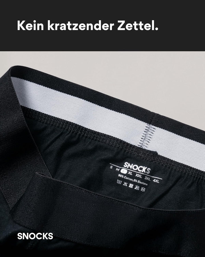 Snocks Herren Boxershorts ohne Logo aus Bio-Baumwolle, 6er Pack | elastischer Gummibund, atmungsakti