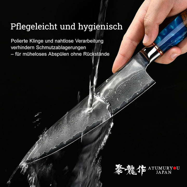 Japanisches Kochmesser, 20 cm Damastmesser Küchenmesser aus VG10 Stahl, handgefertigtes scharfes Mes