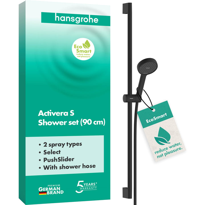 hansgrohe Activera Select S - Duschset mit Duschkopf wassersparend (EcoSmart, 2 Strahlarten), Duschs