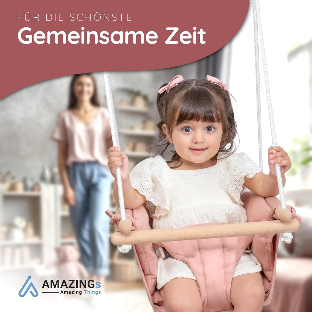 AMAZINGs Baby und Kinderschaukel | Mitwachsende Babyschaukel. Komplettset mit Aufhängung für Indoor