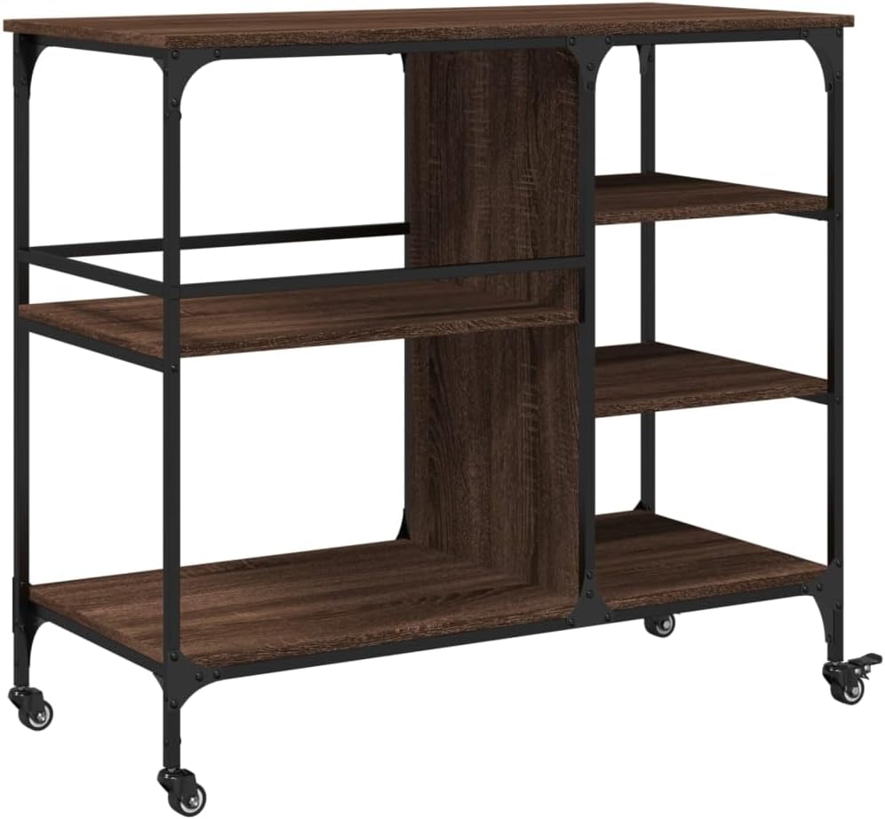 vidaXL Küchenwagen, Servierwagen mit viel Stauraum, Rollwagen Trolley für Küche Bar, Gemüsewagen Meh