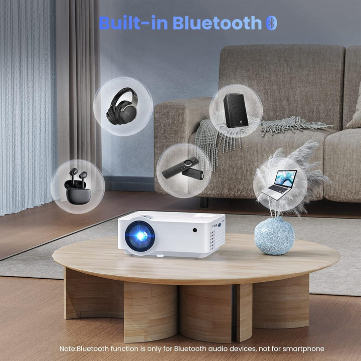 Beamer, Native 1080P Mini Beamer 9500 Lumens Multimedia Heimkino Beamer 4K Bluetooth 5.1 Mit 100'' B