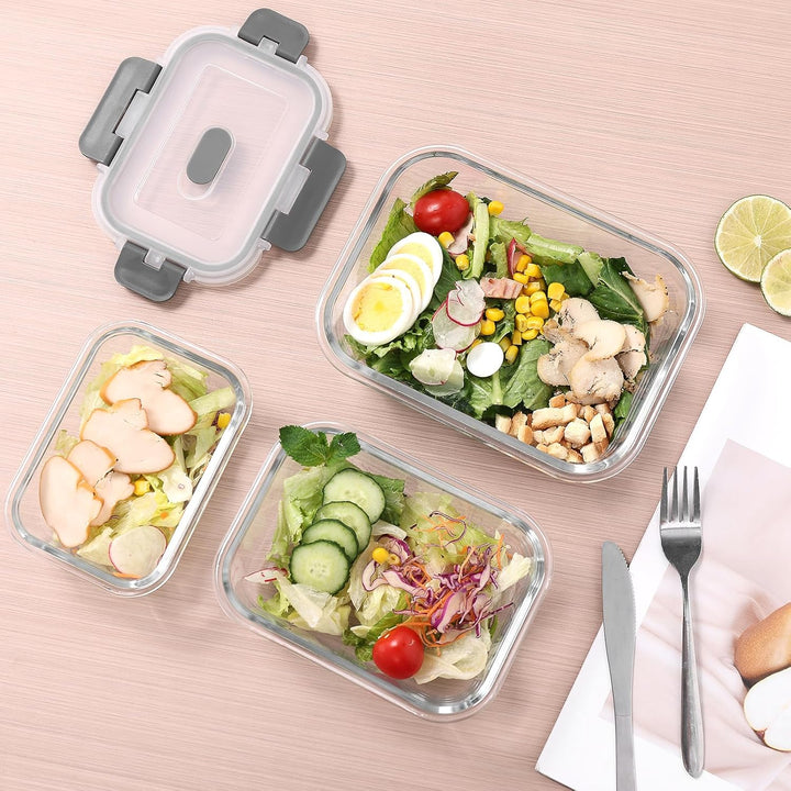 Glasbehälter mit Deckel 640ML, Frischhaltedosen Glas Set für Lebensmittel 8 Stück(4 Behälter + 4 Dec